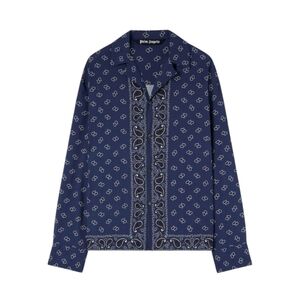 NWT • PALM ANGELS | Long Sleeve Paisley Bowling Shirt in Navy ~ Size IT 48 / Med